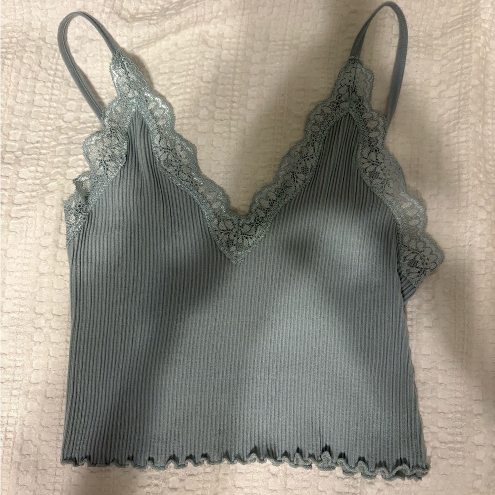 Lace ribbed tank top